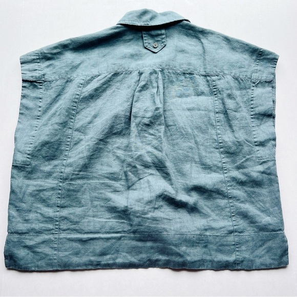 Madewell Flap Pocket Button-Up Shirt in 100% Linen Boxy Oversized Top - Picture 3 of 9